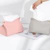 Aguoqwen 1PCS PU Leather Tissue Box Cover, Rectangle Facial Paper Organizer Dispenser, Modern Tissue Case Holder for Vanity Countertop Nightstands Living Room Office Desk Car (Pink)
