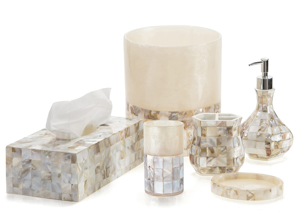 Milano Tissue Box Cover Rectangular - Decorative Tissue Box Holder Rectangular is Finished in Beautiful Mother of Pearl Shells - Durable Tissue Cover for Elegant Decor
