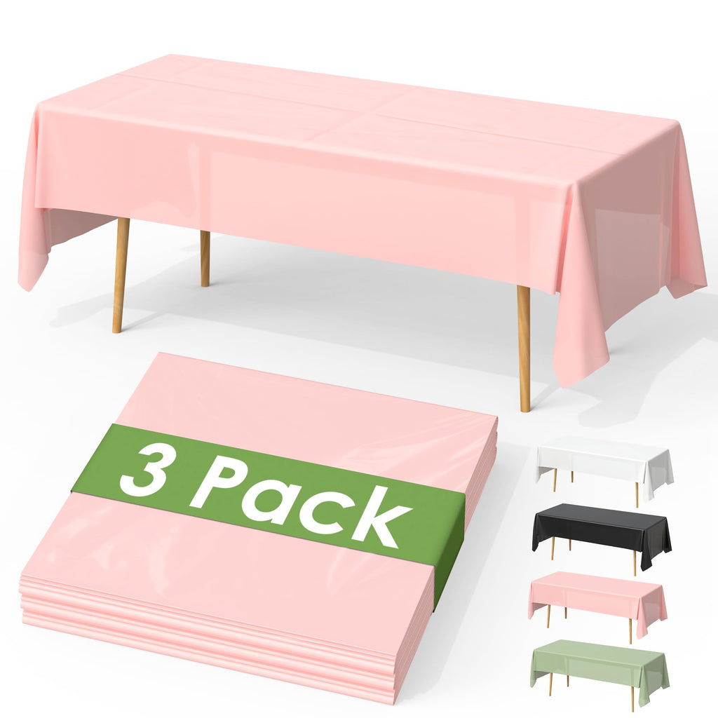 FEHHTO 3 Pack 54 x 108 Inch Compostable Disposable Tablecloth Outdoor