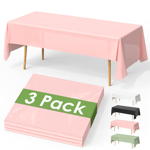 FEHHTO 3 Pack 54 x 108 Inch Compostable Disposable Tablecloth Outdoor