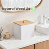 Puricon Acrylic Disposable Facial Towels Holder, Storage Bin with Wood Lid Compatible with Clean Skin Club Towel (NOT Included), Face Towelettes Container for Bathroom Counter -White