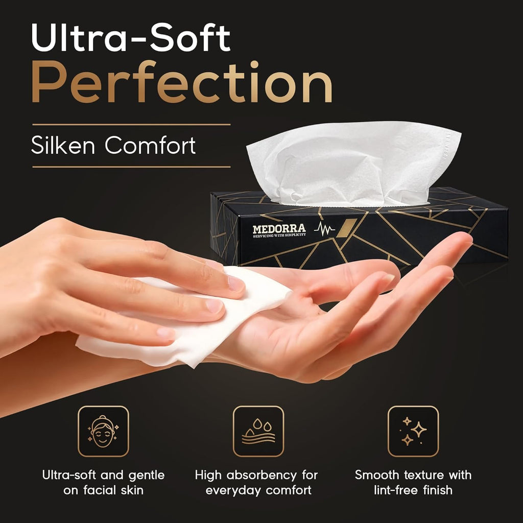 Premium Facial Tissues, Black & Gold Luxury Box, 2-Ply Soft & Strong, Hypoallergenic, 100 Sheets per Box, 30-Pack, 3000 Total Sheets