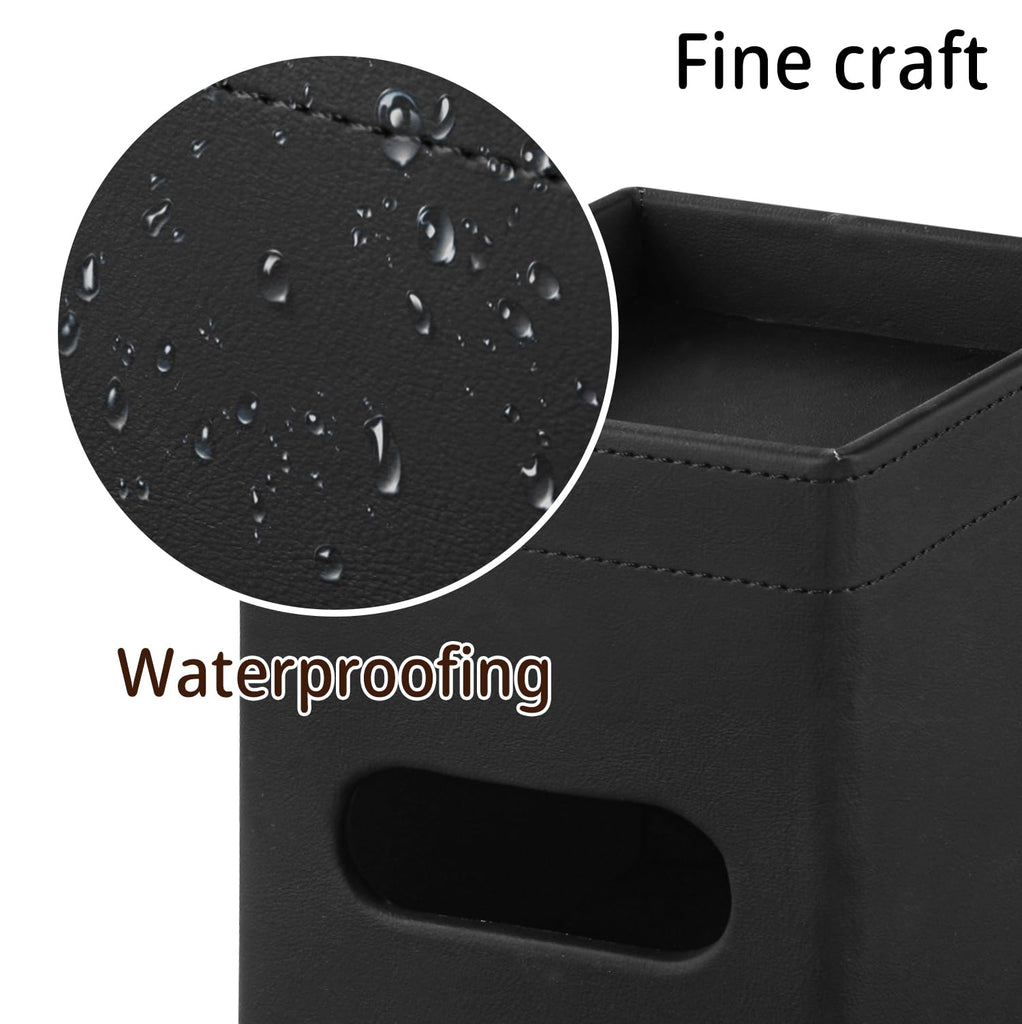 PUSU Square PU Leather Tissue Box Cover with Top Storage Tray Modern Decor