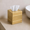 Monarch Abode Tissue Box Cover Square – Handcrafted Wave Embossed Brushed Gold Metal Tissue Holder Box for Bathroom Accessory, Aesthetic Decorative Facial Napkin Cube for Modern Home Decor