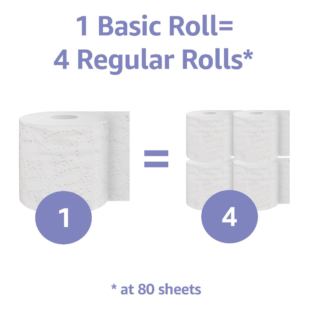 Amazon Basics 2-Ply Toilet Paper, 12 Mega Rolls (Equal to 48 Regular Rolls), 350 Sheets per Roll, Unscented, Septic Safe