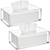 Yopay 2 Pack Acrylic Tissue Box Holder, Rectangle Tissue Box Cover with Magnetic Bottom, Clear Acrylic Facial Tissue Case Dispenser for Bathroom Kitchen Bedroom Vanity Restaurant Office