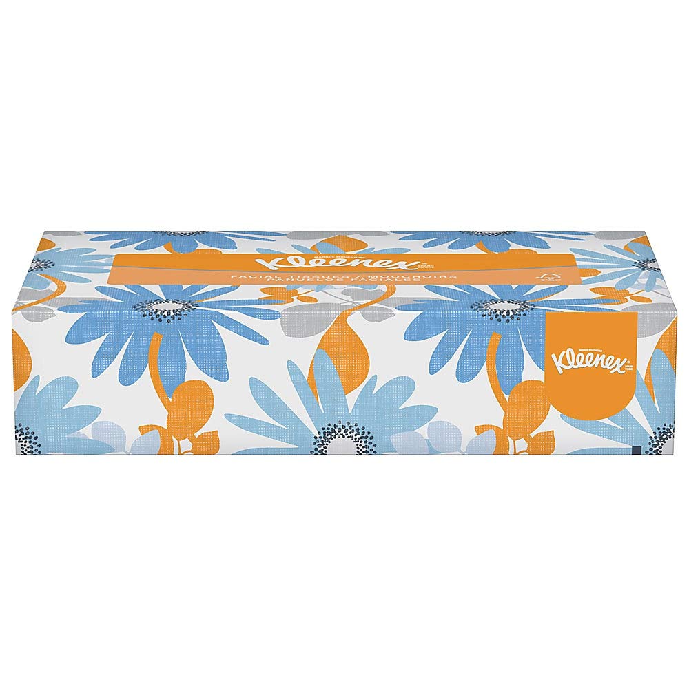 Kleenex 21606BX White Facial Tissue, 2-Ply, White, Pop-Up Box (Box of 125 Tissues)