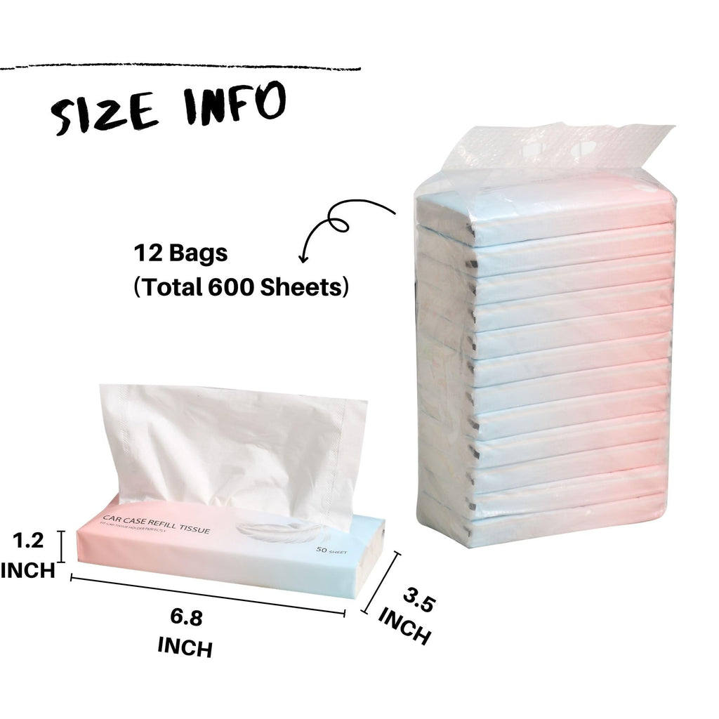 Car Tissue Refills Facial Tissues Refills for Car Visor Tissue Holder, Travel Tissue Tubes Box Container Perfect Fit Car Cup Holders