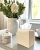 Tissue Box Cover Tissue Holder – Square Leather Tissue Box Holder with Bottom Belt [JESMINI, Beige] Modern PU Leather Tissues Cube Box Cover for Bathroom Countertop/Night Stands/Office