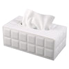 High-end Fashion Pu Leather Tissue Box Holder Cover Rectangular,Napkin Facial Tissues Cube Dispenser,Tissue Cover Decorative Container with Magnetic Bottom for Home Office Car (White)