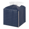 Tissue Box Cover Square Leather Facial Paper Holder, Navy Blue