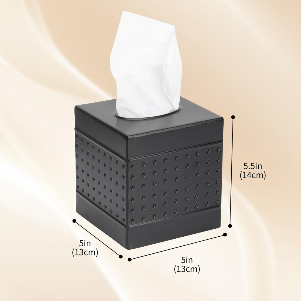DSNMYO Industrial Style Tissue Box Cover, Tissue Holder, Square Box Covers,for bedrooms, Offices, bathrooms, Living Rooms etc.(Black)