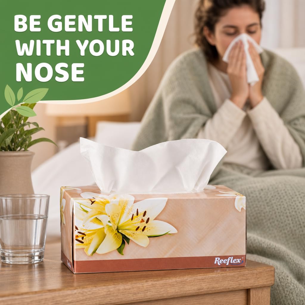 Reeflex Facial Tissues, 2-Ply Soft Facial Tissue - 4 Boxes, 230 Sheets Per Box (920 Total Sheets), Gentle & Durable Tissue Boxes Bulk for Home, Office & Travel (Pack of 2)