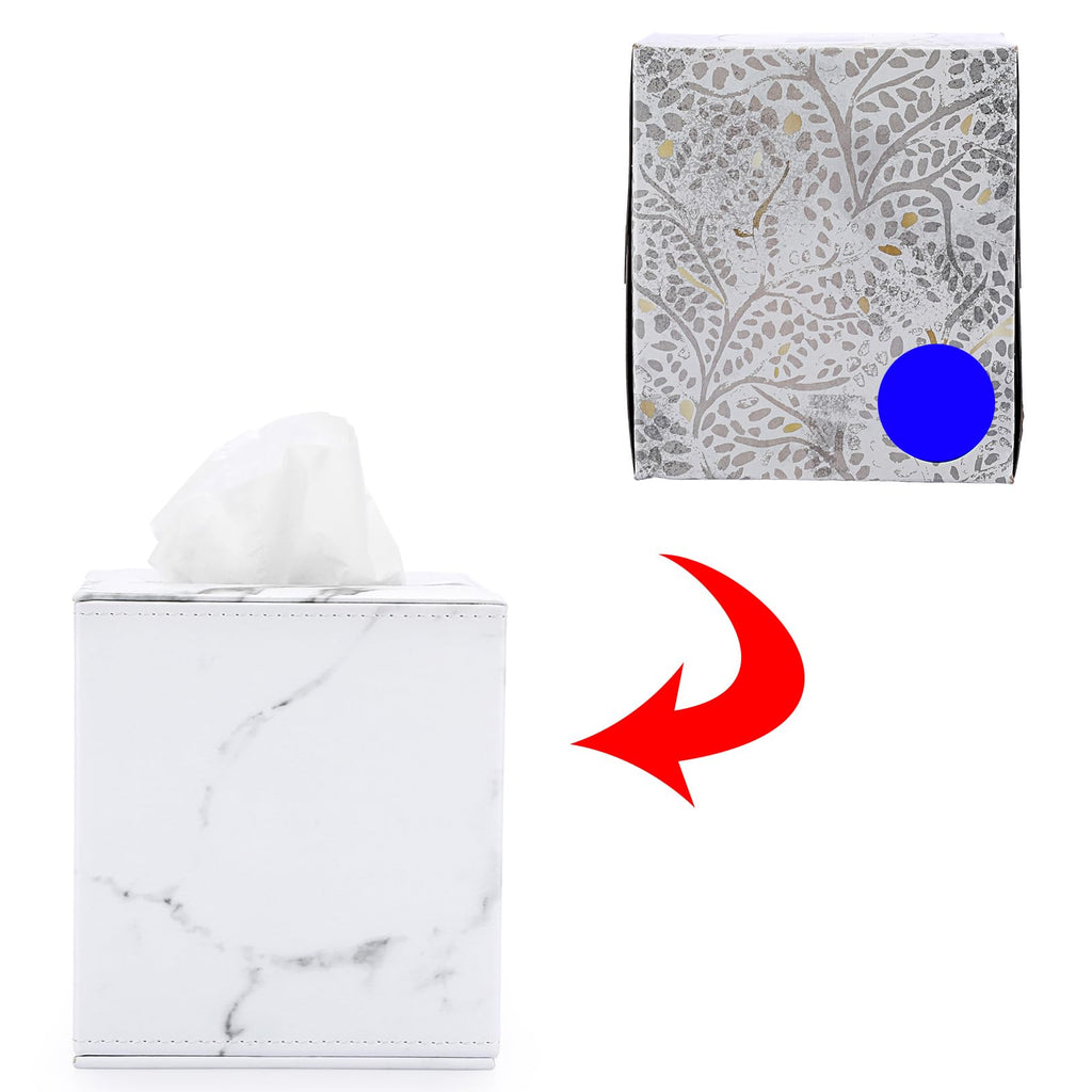 Sumnacon Square Tissue Box Cover with Magnetic Bottom, PU Tissue Box Holder