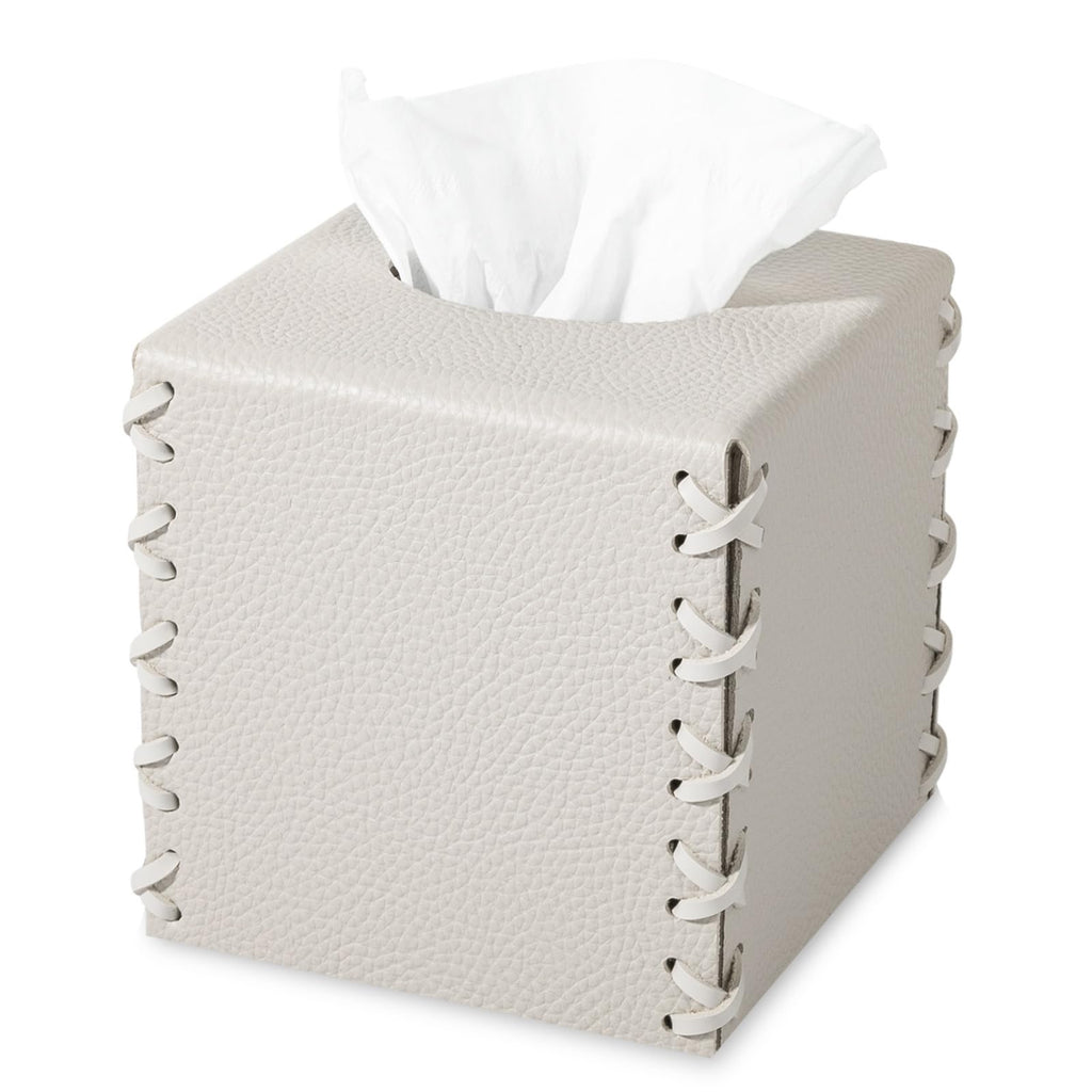Tissue Box Cover PU Leather Tissue Holder Square Decorative Home Decor Cube Boxes for Bathroom, Kitchen, Nightstand, Office Desk Essentials, Griege