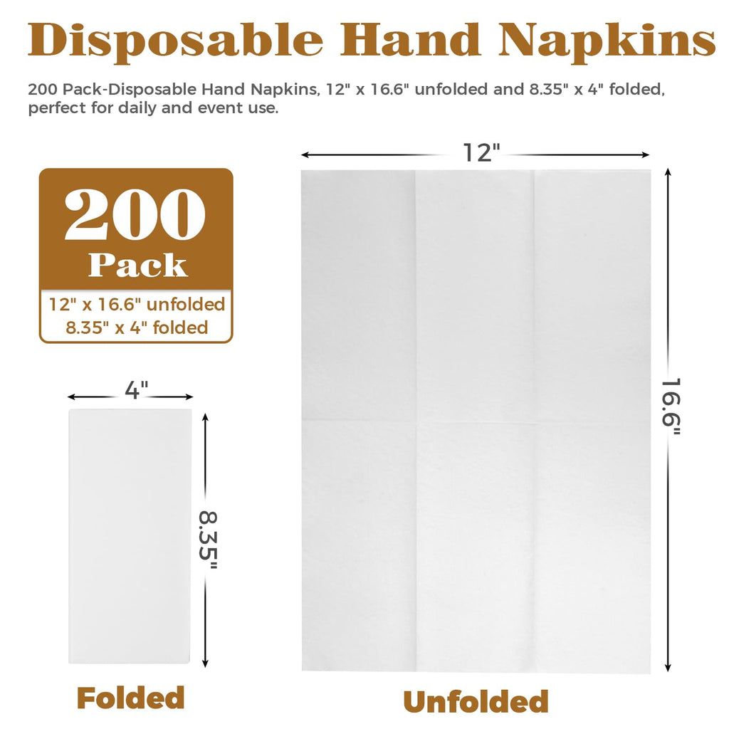GINKGO 200 Pack Disposable Linen-Feel Guest Hand Towels