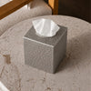 Monarch Abode Tissue Box Cover Square – Hand Hammered Pewter Metal Tissue Holder Box for Bathroom Accessory, Aesthetic Decorative Facial Napkin Cube for Modern Home Decor