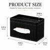 KINGFOM Ribbed PU Leather Tissue Box Cover with Storage Tray, Rectangular Facial Tissue Holder for Bathroom Vanity, Nightstand & Office Desk, Modern Decorative Tissue Dispenser (Matte Black)