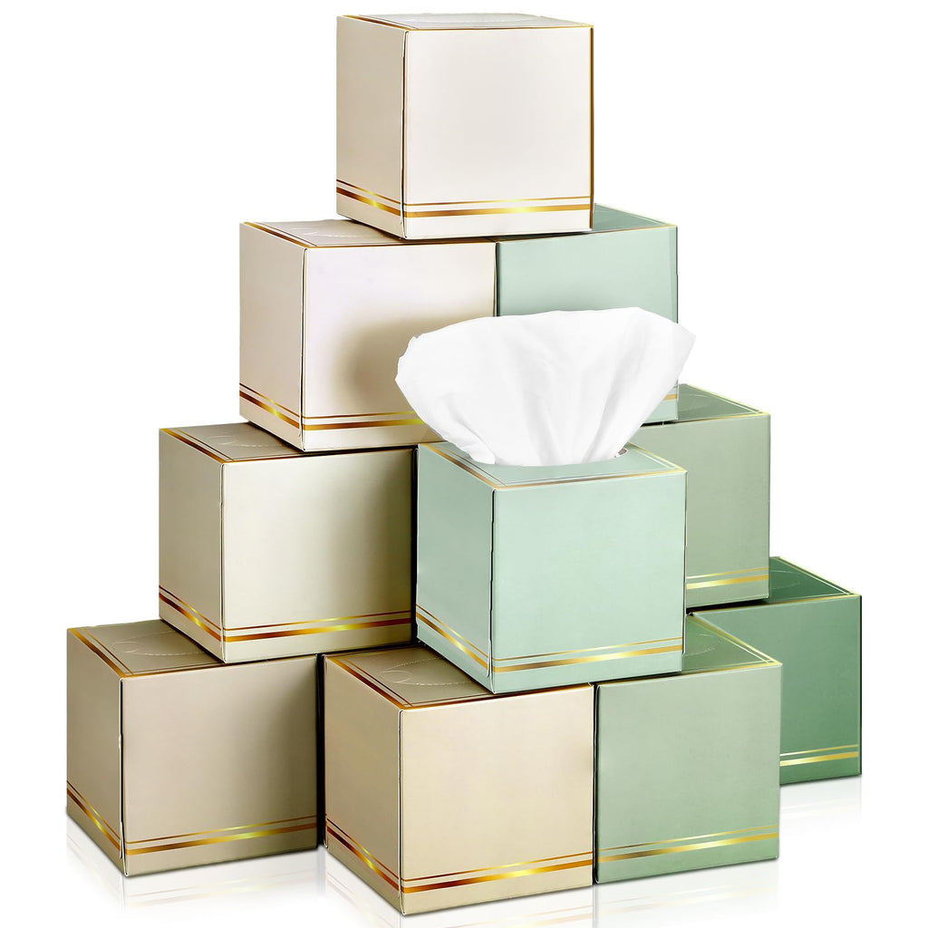 Fourluoo 12 Pack Facial Tissues Cube Boxes Face Box 600 Sheets 3 ply Soft Paper Square Tissues Bulk for Car Pocket Toilet Household Bedroom Family (Mixed Color)