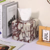 Natural Marble Square Tissue Box Cover ,Stone Modern Decorative Sturdy Napkin Box Holder Case,Facial Paper Organizer for Bathroom Vanity Toilet Countertop,Kitchen (1, Calacatta Viola, 5.71*5.71*5.51)