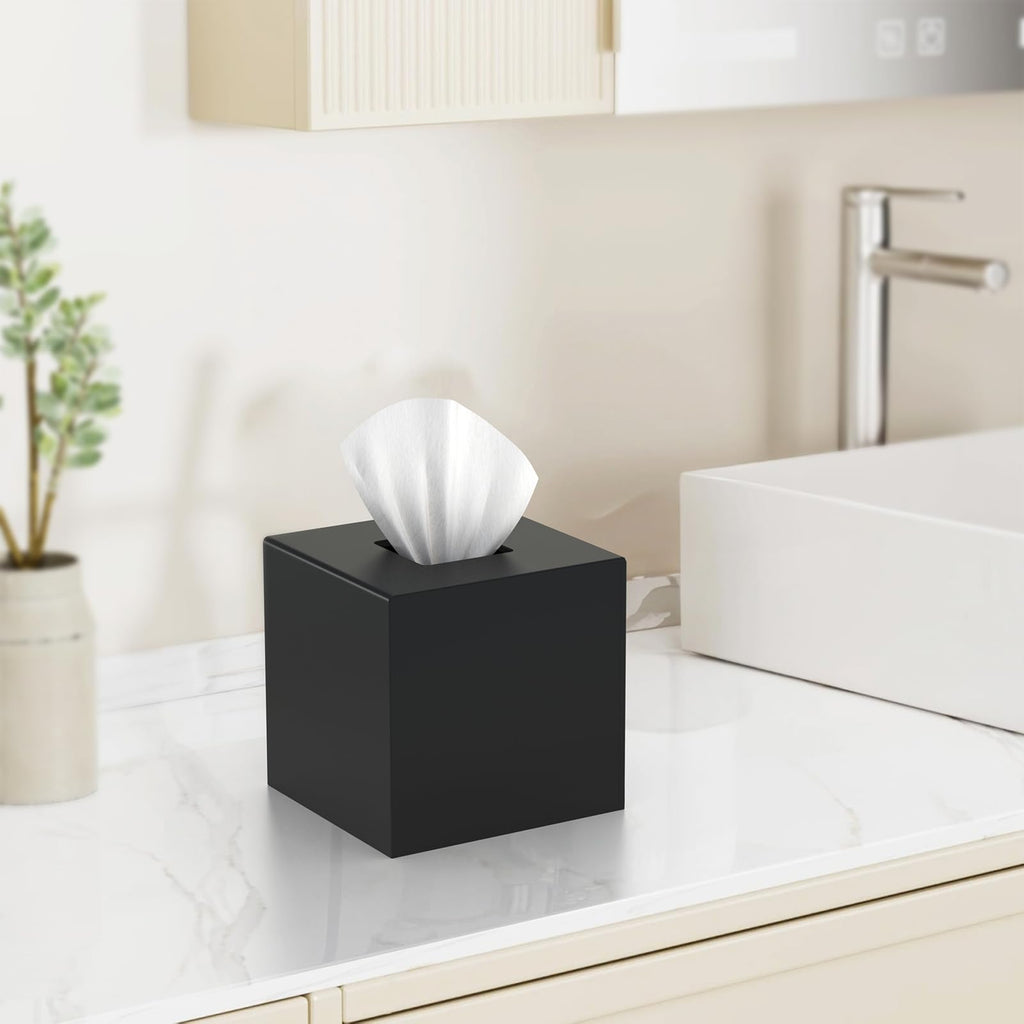 SILUT Matte Black Square Acrylic Tissue Box Cover