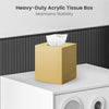 Tissue Box Cover, Square Plastic Tissue Holder with Non-Slip Base, Gold