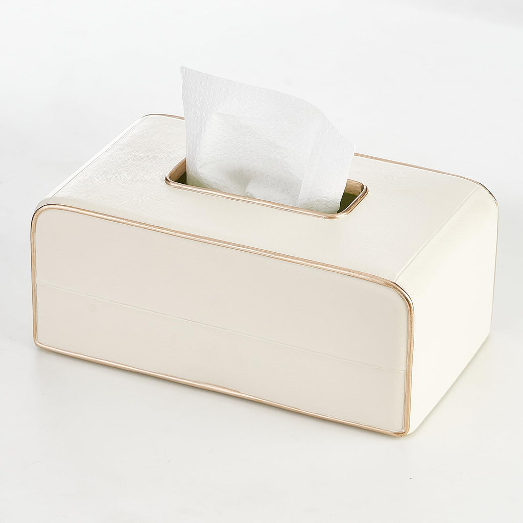 Begei Rectangular Resin Leather Look Tissue Box Cover for Home Decor