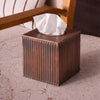 Monarch Abode Tissue Box Cover Square – Handcrafted Ridge Embossed Antique Copper Metal Tissue Holder Box for Bathroom Accessory, Aesthetic Decorative Facial Napkin Cube for Modern Home Decor
