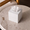 Monarch Abode Tissue Box Cover Square – Handcrafted Border Embossed White Metal Tissue Holder Box for Bathroom Accessory, Aesthetic Decorative Facial Napkin Cube for Modern Home Decor