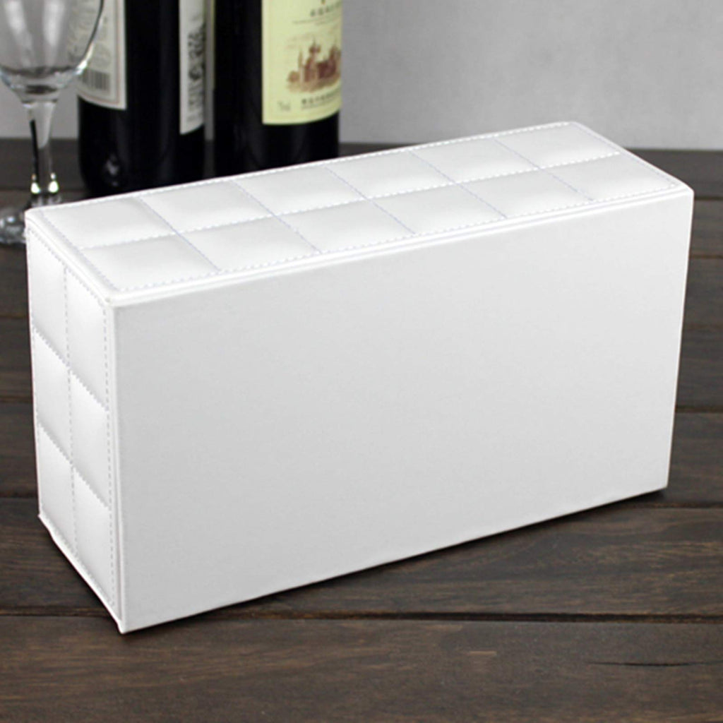 High-end Fashion Pu Leather Tissue Box Holder Cover Rectangular,Napkin Facial Tissues Cube Dispenser,Tissue Cover Decorative Container with Magnetic Bottom for Home Office Car (White)