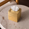 Monarch Abode Tissue Box Cover Square – Handcrafted Border Embossed Brushed Gold Metal Tissue Holder Box for Bathroom Accessory, Aesthetic Decorative Facial Napkin Cube for Modern Home Decor