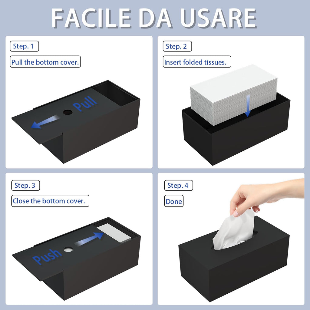 Acrylic Tissue Box Holder, PITBVO Rectangular Shiny Black Tissue Box Cover