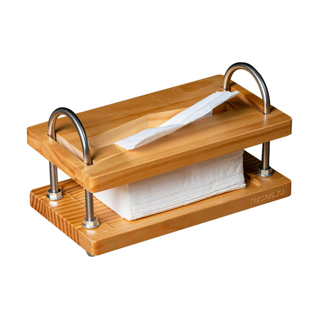TNCANJU Wooden Tissue Box Holder for Soft Packs, Rectangular Cover, Natural