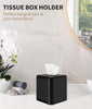 Livelab Square Plastic Tissue Box Holder with Base - Modern Cube Decorative Tissue Cover for Bathroom, Countertop, Living Room, Bedroom, Office - Black