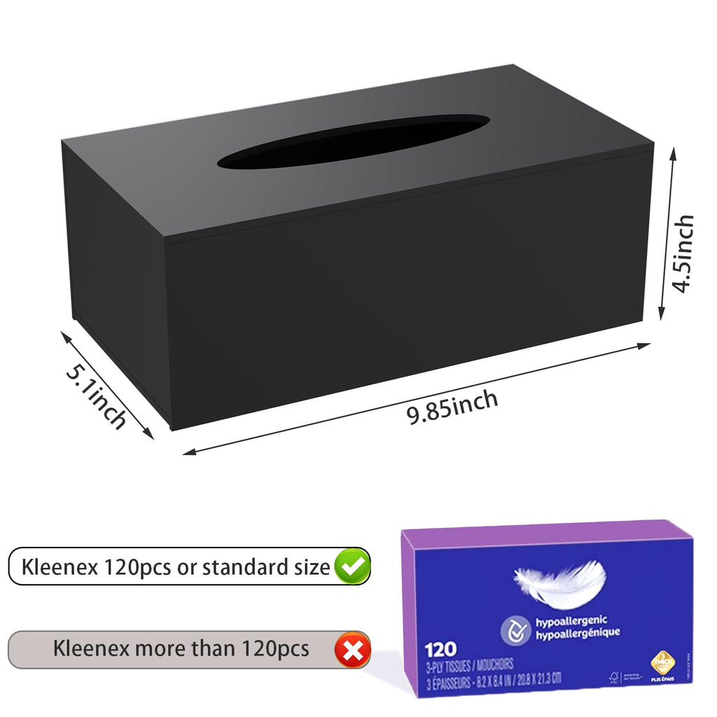 Acrylic Tissue Box Holder, PITBVO Rectangular Shiny Black Tissue Box Cover