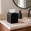 Tissue Box Cover Square Leather Facial Paper Holder, Black
