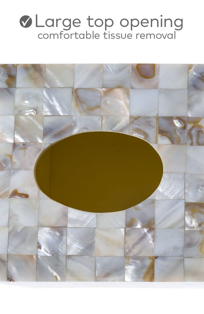 Milano Tissue Box Cover Rectangular - Decorative Tissue Box Holder Rectangular is Finished in Beautiful Mother of Pearl Shells - Durable Tissue Cover for Elegant Decor