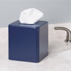 mDesign Metal Square Tissue Box Cover, Modern Facial Paper Holder - Accessories for Bathroom Vanity Countertop, Bedroom Dresser, Night Stand, Desk, Office, End Table, Unity Collection, Matte Navy Blue