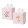 Square Tissue Box Cover Cute Set of 2, Rose & Bird of Paradise
