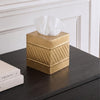 Monarch Abode Tissue Box Cover Square – Handcrafted Wave Embossed Brushed Gold Metal Tissue Holder Box for Bathroom Accessory, Aesthetic Decorative Facial Napkin Cube for Modern Home Decor