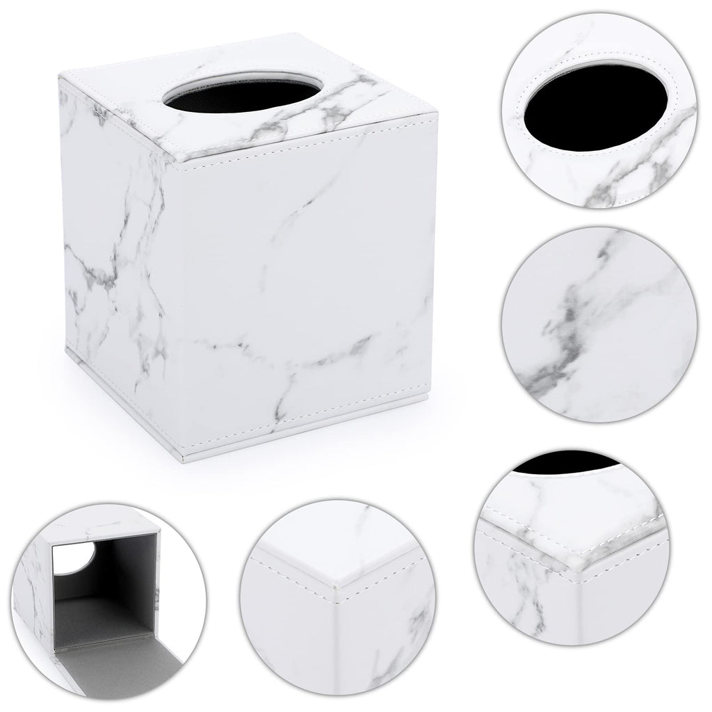 Sumnacon Square Tissue Box Cover with Magnetic Bottom, PU Tissue Box Holder