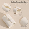 Haocoott Tissue Box Cover Rectangle, Travertine Look, Curved Open, Cream