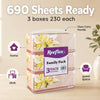 Reeflex Facial Tissues, 2-Ply Soft Facial Tissue - 3 Boxes, 230 Sheets Per Box (690 Total Sheets), Gentle & Durable Tissue Boxes Bulk for Home, Office & Travel (Pack of 8)