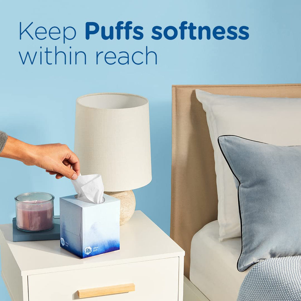 Puffs Facial Tissues Ultra Soft, 1 Cube Box, 48 Facial Tissues per Box, Allergies and Colds (Packaging May Vary)