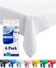 Dozobeede [6 Pack] White Paper Tablecloth Disposable for Rectangle Tables, 54 X 108 Inch Party Table Cover with Plastic Backing, Waterproof 3 Ply Table Cloth for Wedding Labor Day Outdoor Picnic BBQ