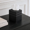 Monarch Abode Tissue Box Cover Square – Handcrafted Border Embossed Black Metal Tissue Holder Box for Bathroom Accessory, Aesthetic Decorative Facial Napkin Cube for Modern Home Decor