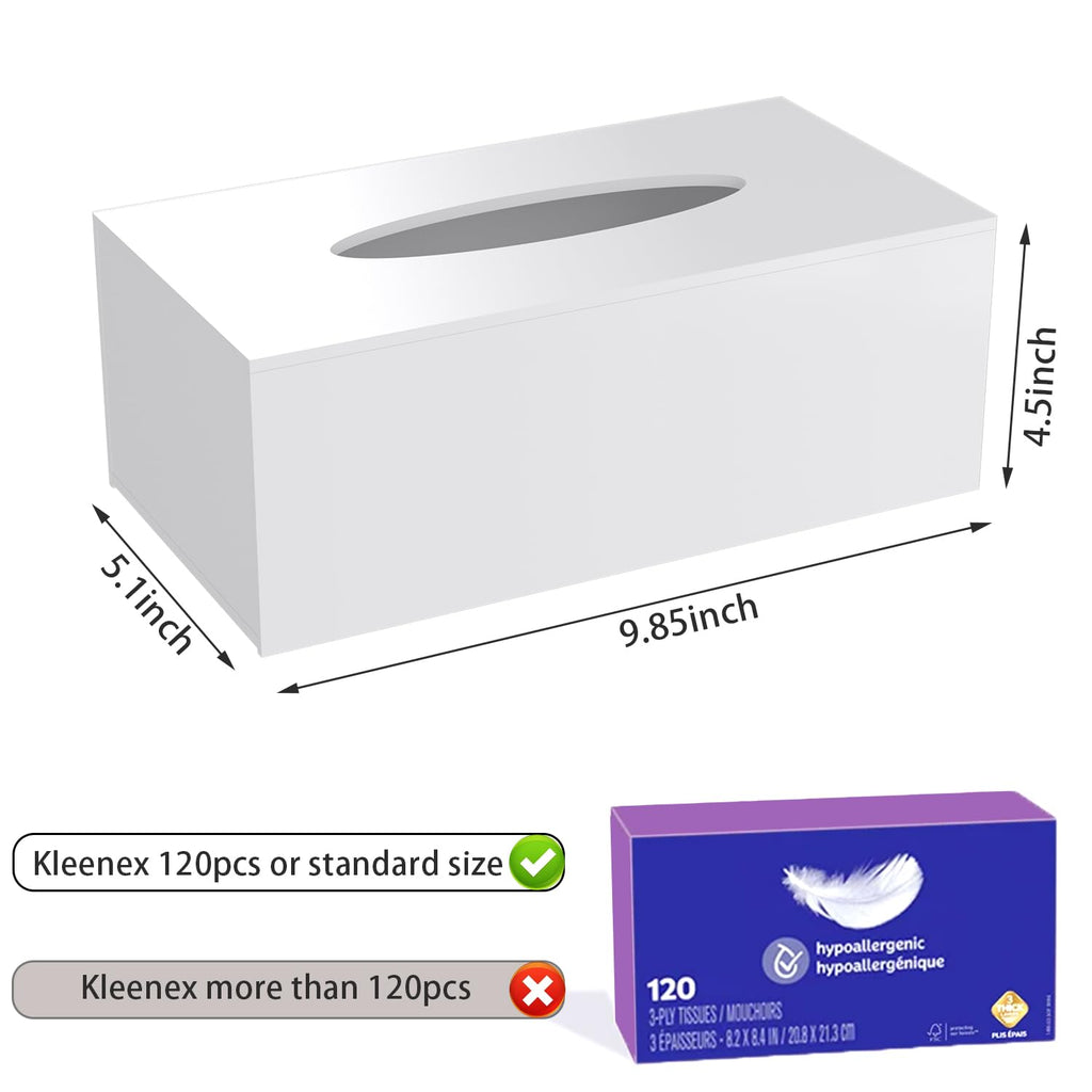 Acrylic Tissue Box Cover Rectangle, PITBVO White Tissue Box Holder