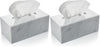 Acrylic Tissue Box Holder, Clear Dispenser for Facial Tissues, Napkins, and Dryer Sheets. Perfect for Bathrooms, Desks, Countertops, Vanities, Bedrooms, and Nightstands (Rectangle, Marble) (Pack of 2)