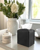 Leather Tissue Box Cover Square – Tissue Holder with Bottom Belt [JESMINI, Black] Aesthetic PU Leather Tissue Box Holder Decorative for Bathroom, Home Office Decor