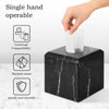 Natural Marble Square Tissue Box Cover ,Stone Modern Decorative Sturdy Napkin Box Holder Case,Facial Paper Organizer for Bathroom Vanity Toilet Countertop,Kitchen (1, Black Marquina, 5.71*5.71*5.51)
